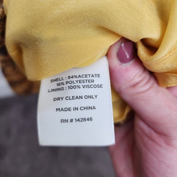 NWT Rhode Irvetta V Neck Side Slit Ruffle Dress Floral Trellis Wheat Size Small - Picture 16 of 16